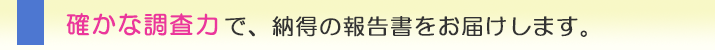 >確かな調査力で、納得の報告書をお届けします。